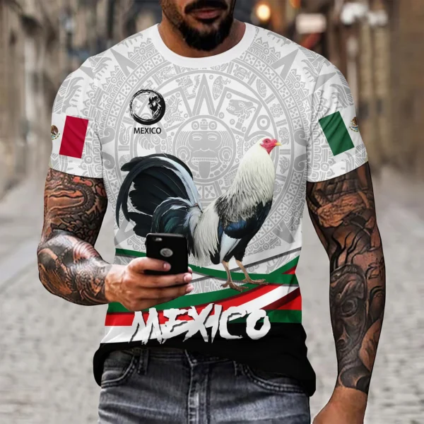 Mexican Flag Pattern 3D T-shirt Summer Casual Pullover Men's Fashion Loose T-shirt Boys Extra Large Short Sleeve Top