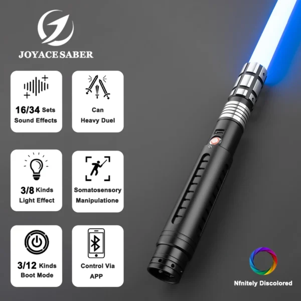 JoyaceSaber Jedi Lightsaber Metal Handle Pixel Light Sabers Smooth Swing Heavy Dueling Laser Sword Flash On Clash Luminous Toys