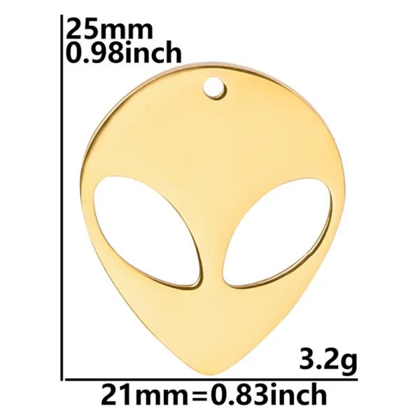 Gold alien head charm pendant