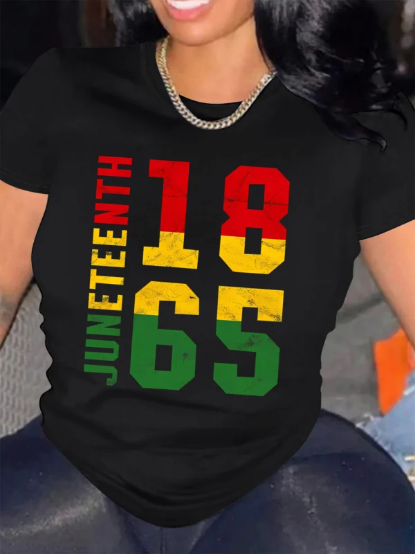 Women's Juneteenth 1865 T-shirt Printing Daily Casual Short Sleeve Shirt 2024 Summer Round Neck Simple Sport Women's Clothing