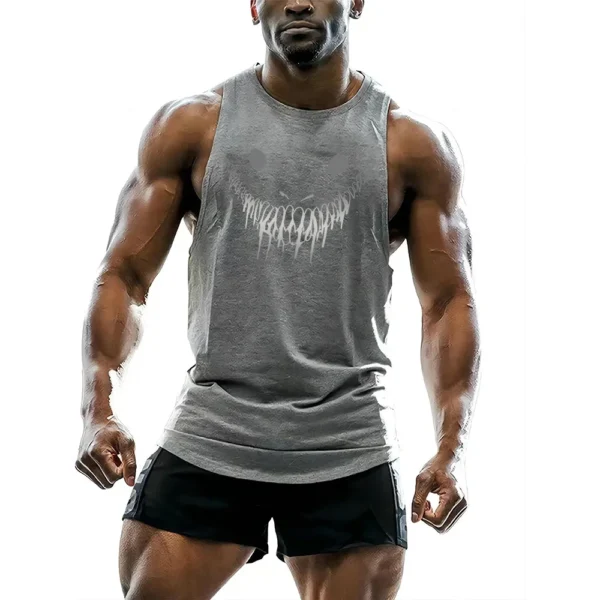 Gym Tank Tops for Men's Fun Horror 2D Printed Vest Y2k Outdoor Sports Training Man Clothing High Quality Sleeveless T-shirt 2024 - Image 3