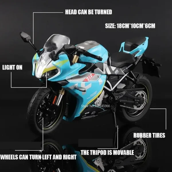 1/12 CFMOTO Spring Breeze 250SR Toy Motorcycle Model Alloy Diecast with Sound Light Model Motorcycle Toys for Boys Collection - Image 6