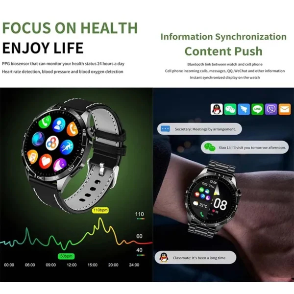 Smartwatch with health monitoring and notification features.