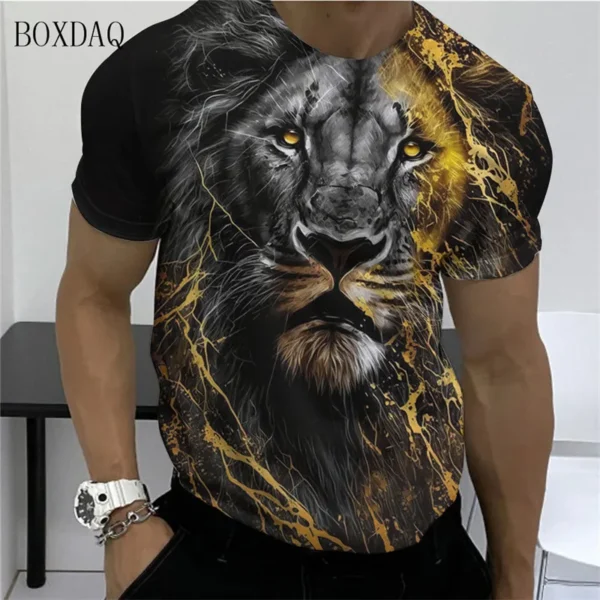 Street Trend Lion Pattern Men T-Shirts Short Sleeve O-Neck 3D Animal Print Male Outdoor T Shirt 6XL Plus Size Summer Casual Tops - Image 6