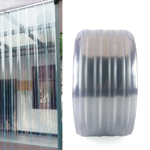 Clear vinyl strip door curtain roll.