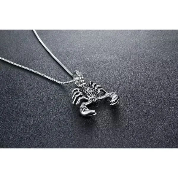 Silver scorpion pendant necklace.