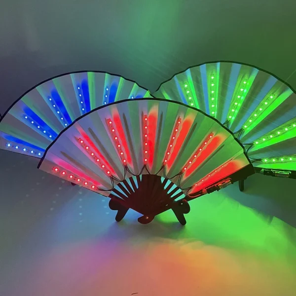 Carnival rave party lighting supplies 13inches fan colorful change rechargeable LED fan glowing for music disco party - Image 2