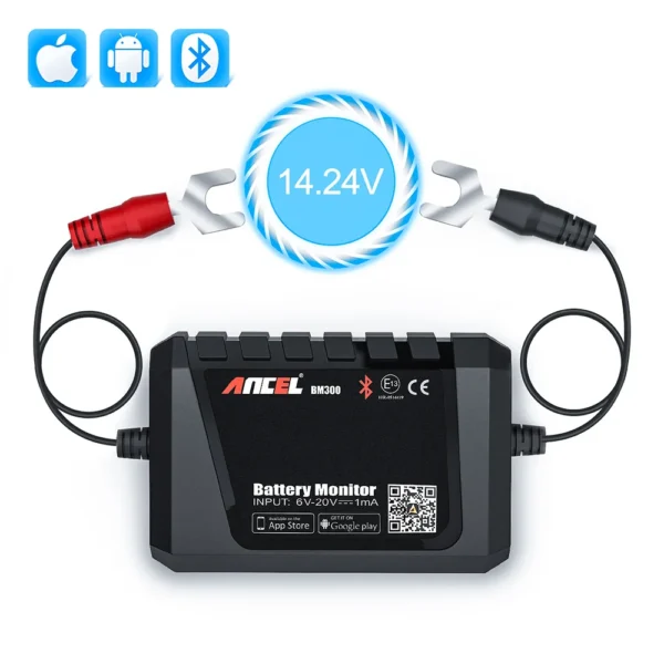 Ancel battery monitor with 14.24V reading.