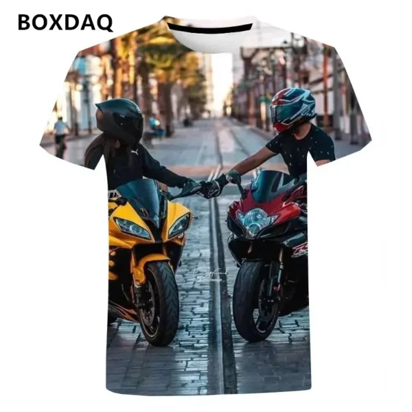 Fashion Trend Men's T-Shirts Cool Motorcycle Personality Street T Shirt High Quality 3D Printed Short Sleeve Male/Women Tops Tee - Image 4