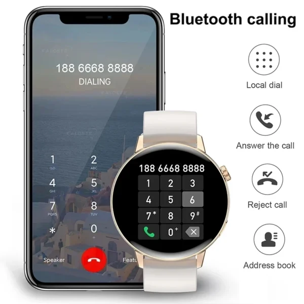 Smartwatch with incoming call on screen.