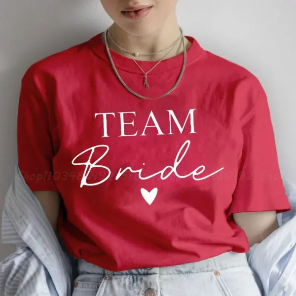 Team Bride T-shirt Women Bridal Wedding Tops Friends Single Farewell Bachelorette Hen Party Tees EVJF Blouses Aesthetic Clothing - Image 5