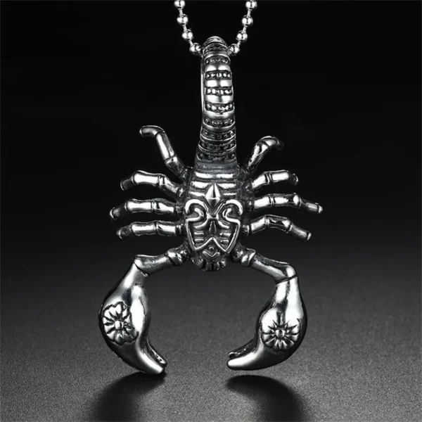 Silver scorpion pendant necklace