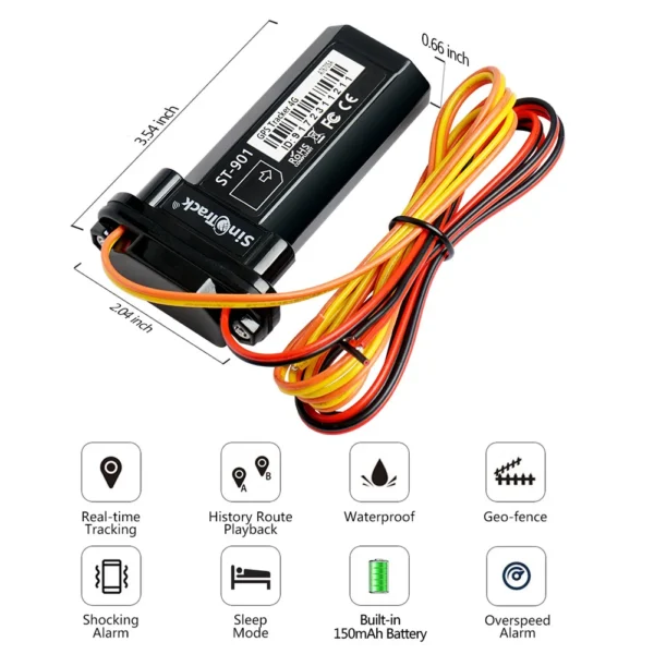 ST-901L Mini Tracker Waterproof Builtin Battery GPS for Car vehicle gps device 4 PIN Cable with Relay for Remote Control - Image 2