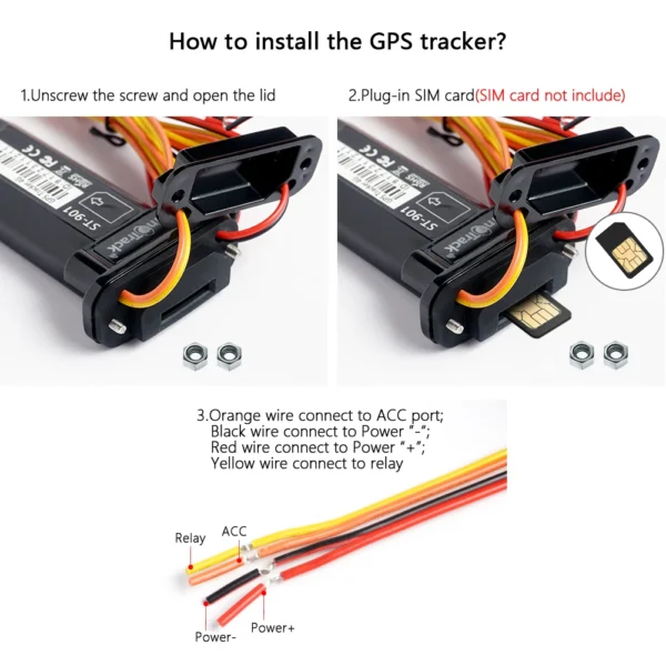 ST-901L Mini Tracker Waterproof Builtin Battery GPS for Car vehicle gps device 4 PIN Cable with Relay for Remote Control - Image 3