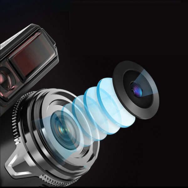 Car dashcam lens with multiple layers.